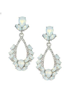 Kohl's Metal Earrings Simulated Opal Silver-tone Dangle with Crystals